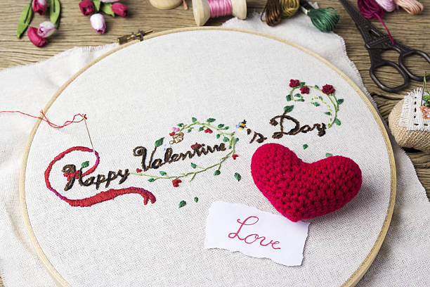 istock Valentine embroidery with love message and red heart 637737120