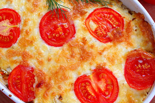 Casserole with minced meat, vegetables and cheese