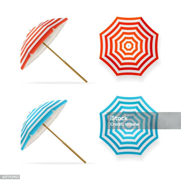 Sun Umbrella Set Vector Stock Illustration - Download Image Now - Sunshade, Parasol, Beach