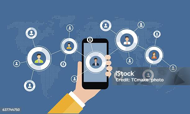 Business Digital Marketing Online Connection On Mobile Stock Illustration - Download Image Now