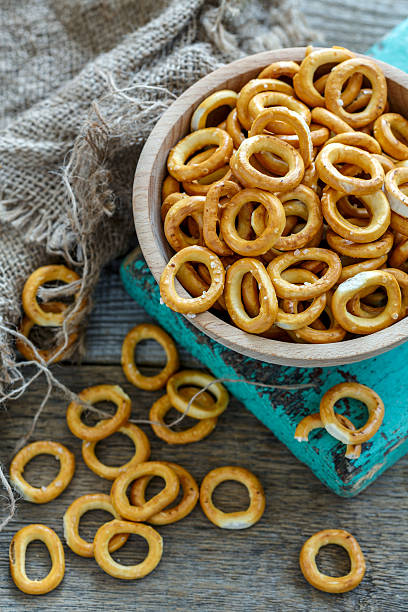 istock Bowl with crunchy salty bagels. 637746222