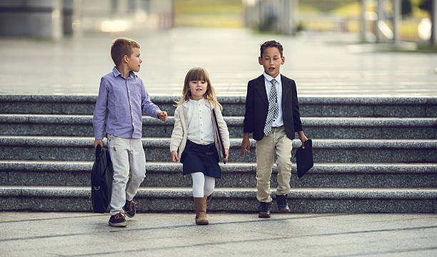 istock Team of small business kids going to work together. 637746418