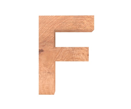 3D decorative wooden Alphabet, capital letter F