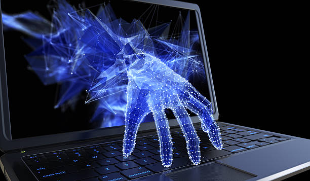 Stealing personal data through a laptop concept Stealing personal data through a laptop concept for computer hacker, network security and electronic banking security threats stock pictures, royalty-free photos & images