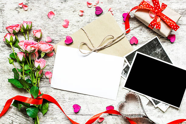 istock blank white greeting greeting card and blank photo frame 637749430