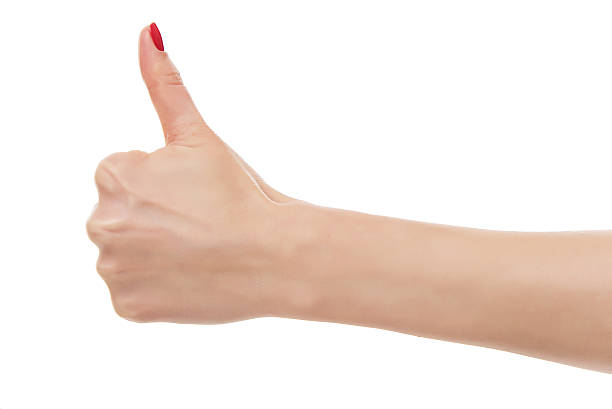 istock Beautiful female hand thumb up OK. 637753606