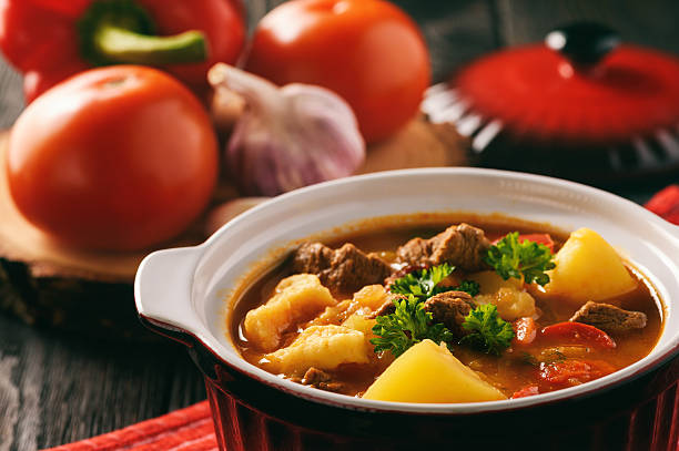 istock Hungarian soup goulash (bograch) with dumplings. 637759170