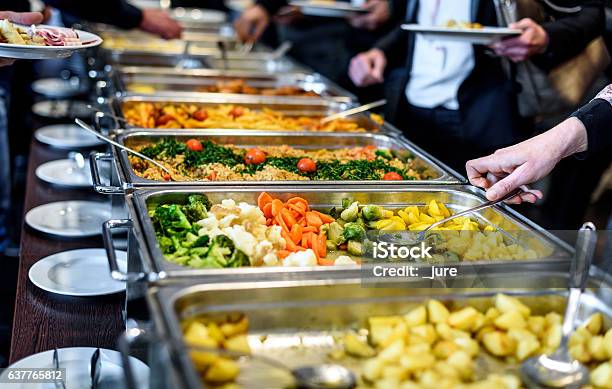 Cuisine Culinary Buffet Dinner Catering Dining Food Celebration Stock Photo - Download Image Now