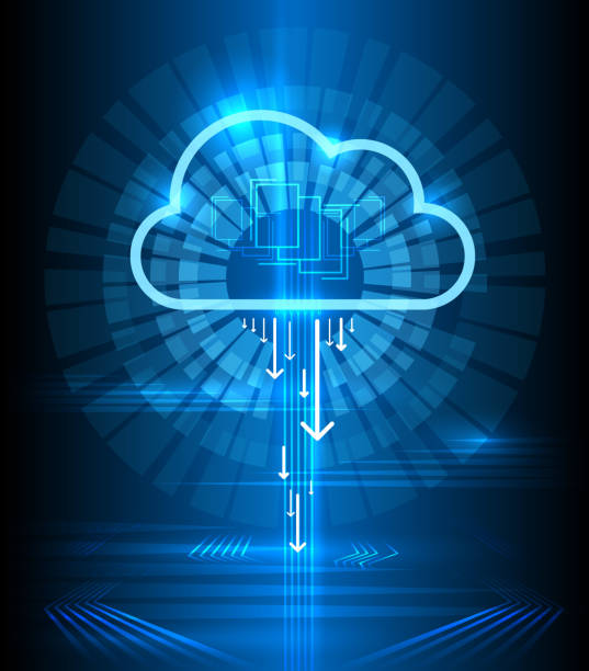 облачные технологии совреме�нный синий вектор фон - internet banner network server technology stock illustrations