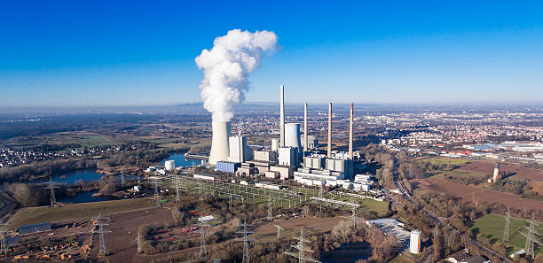 istock Coal power station panoramic aerial view 637766286