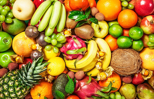 fondo de frutas  - fruta tropical fotografías e imágenes de stock