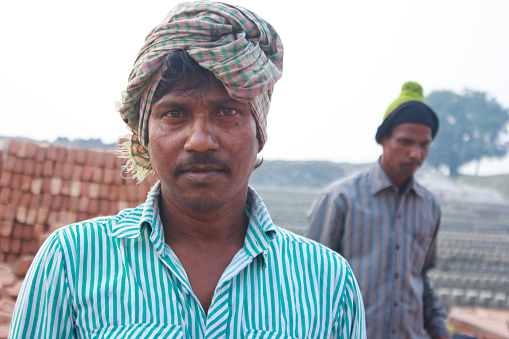 Indian bricks making worker