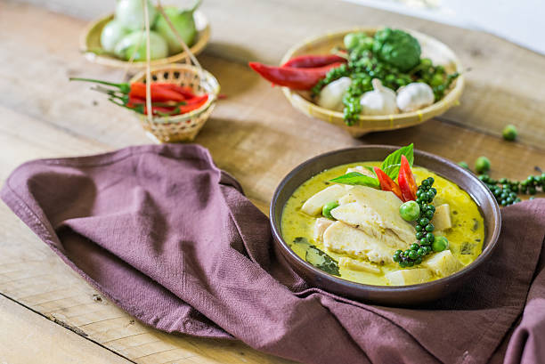 istock spicy hot chicken green curry with coconut milk soup 637772296