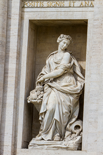 Detail from Trevi fountain in Rome, Italy