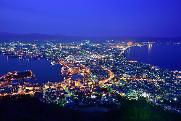 istock Hakodate mountain night scape Hokkaido Japan 637776414