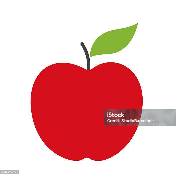 Ilustración de Red Apple Vector y más Vectores Libres de Derechos de Manzana - Manzana, Vector, Rojo