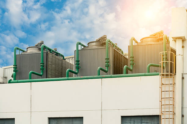 istock Cooling tower on the roof floor, Cooling system. 637777776