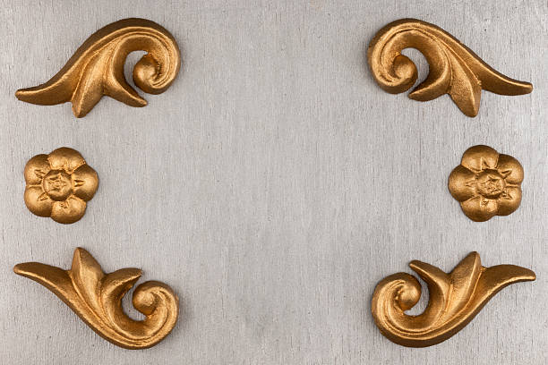 istock Luxury frame made of golden stucco plaster 637779404
