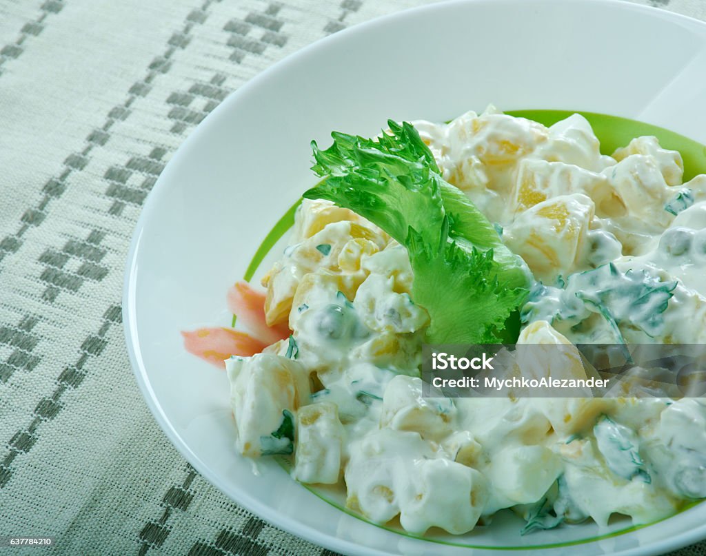 Finnish salad with potatoes perunasalaatti Finnish salad with potatoes Appetizer Stock Photo