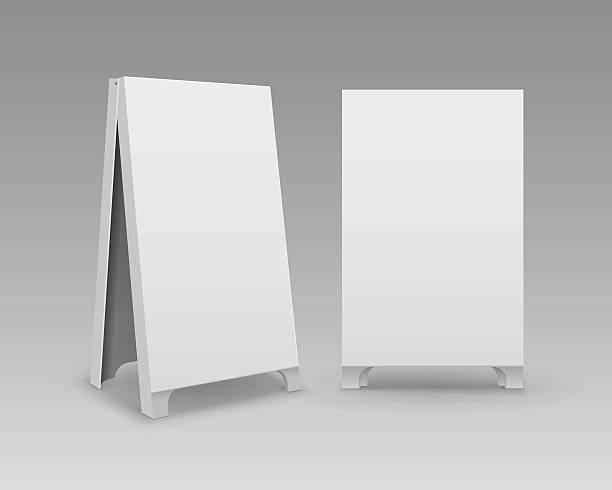 istock Set of Blank Advertising Street Handheld Sandwich Stands Sidewalk Signs 637786566