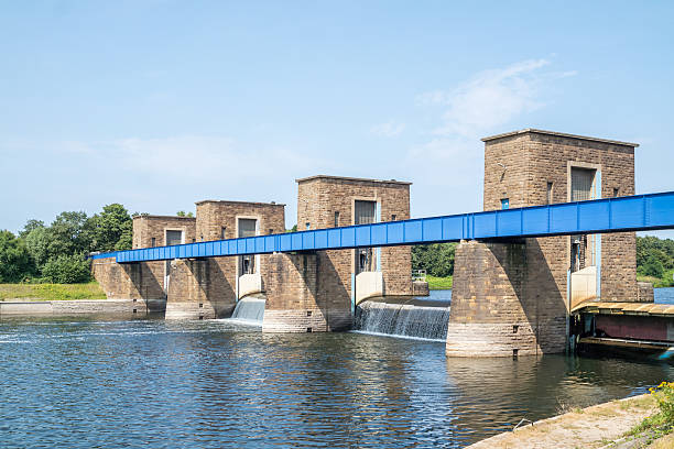 istock Aerial view of a historic  Weir 637789084