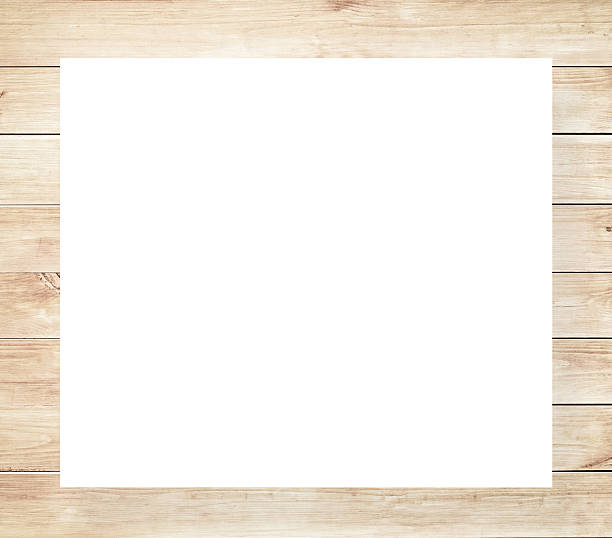 istock Brown scratched wooden frame, billboard or white horizontal rectangle with 637790566