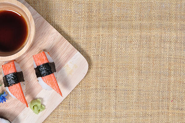 Japanese sushi with chopstick, Asian food.