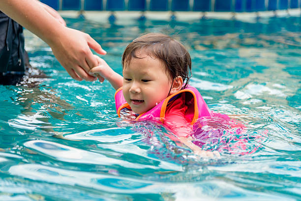 istock Cute child swimming in the pool with joy 637791774