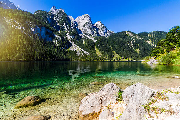 istock Summer scene on Vorderer Gosausee lake in the Austrian Alps 637794668