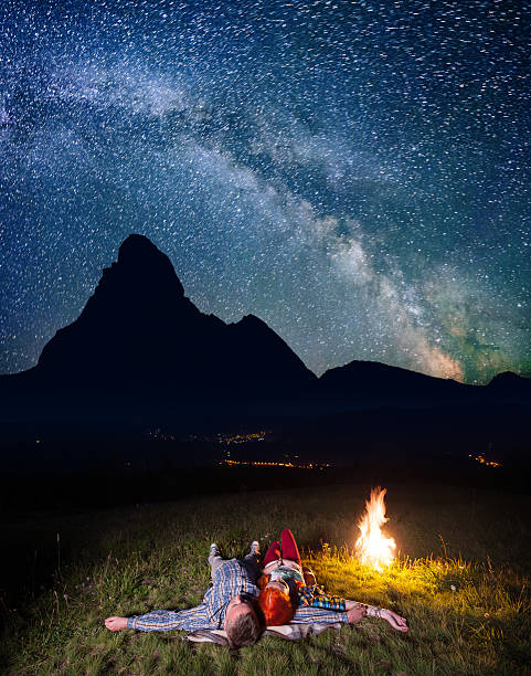 istock Twain lovers admiring incredibly beautiful starry sky and Milky way 637801840