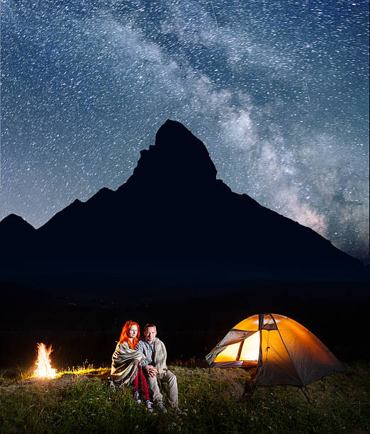 istock Romantic family tourists covered with a plaid 637803472