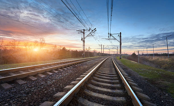 istock Railway station against beautiful sunny sky. Industrial landscape 637804300