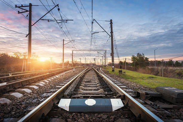 istock Railway station against beautiful sunny sky. Industrial landscape 637804680