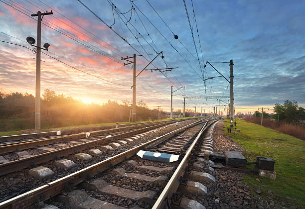 istock Railway station against beautiful sunny sky. Industrial landscape 637805152