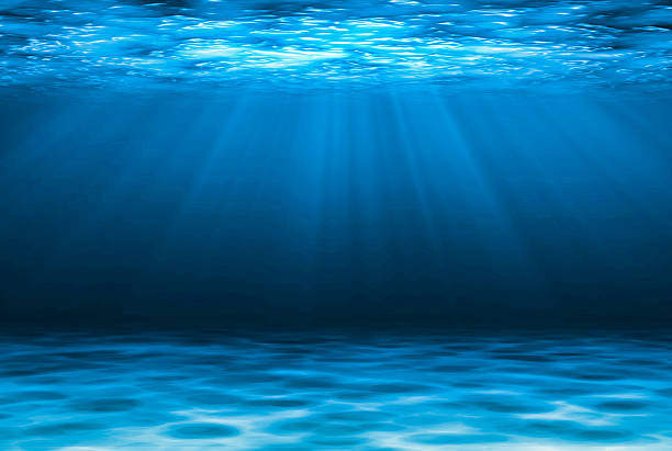 Blue deep water abstract natural background. stock photo