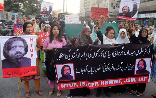 Protest against abduction of social activists Salman Haider stock photo