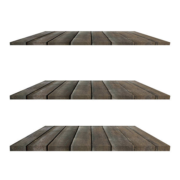 istock 3 black Wood Shelves Table isolated on white background 637810394