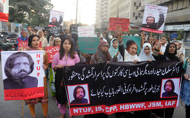 Protest against abduction of social activists Salman Haider stock photo