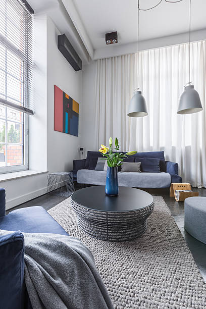 istock Living room with round table 637813696