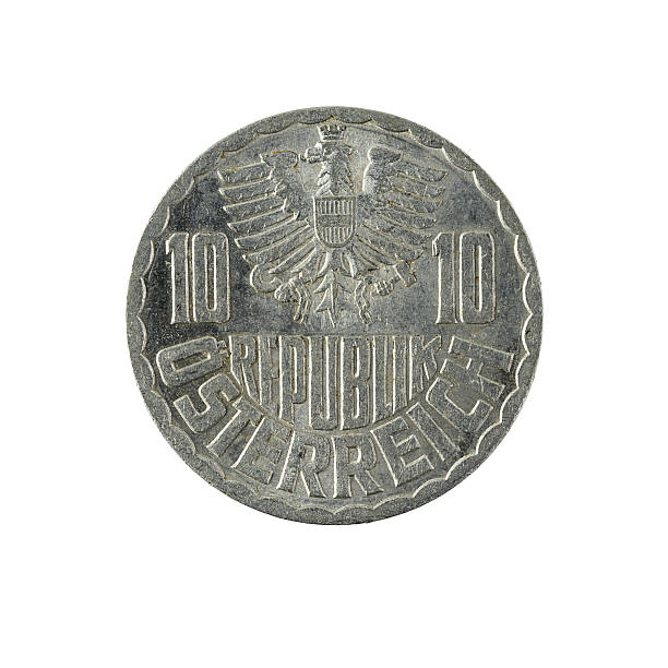 istock Ten austrian groschen coin (1959) isolated on white background 637814546