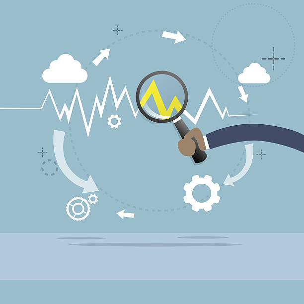 istock Magnifying Glass Businessman Hand Analysis Finance Graph Financial Business 637816002