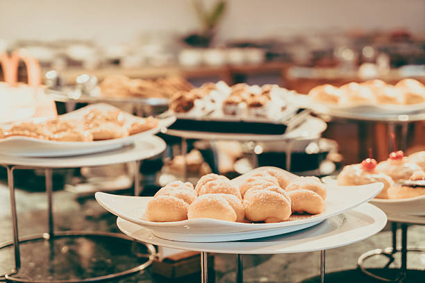 istock Buffet in hotel restaurant - Vintage filter effect 637816168