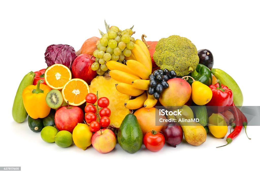 fruit and vegetable on white background fruit and vegetable isolated on white background Fruit Stock Photo