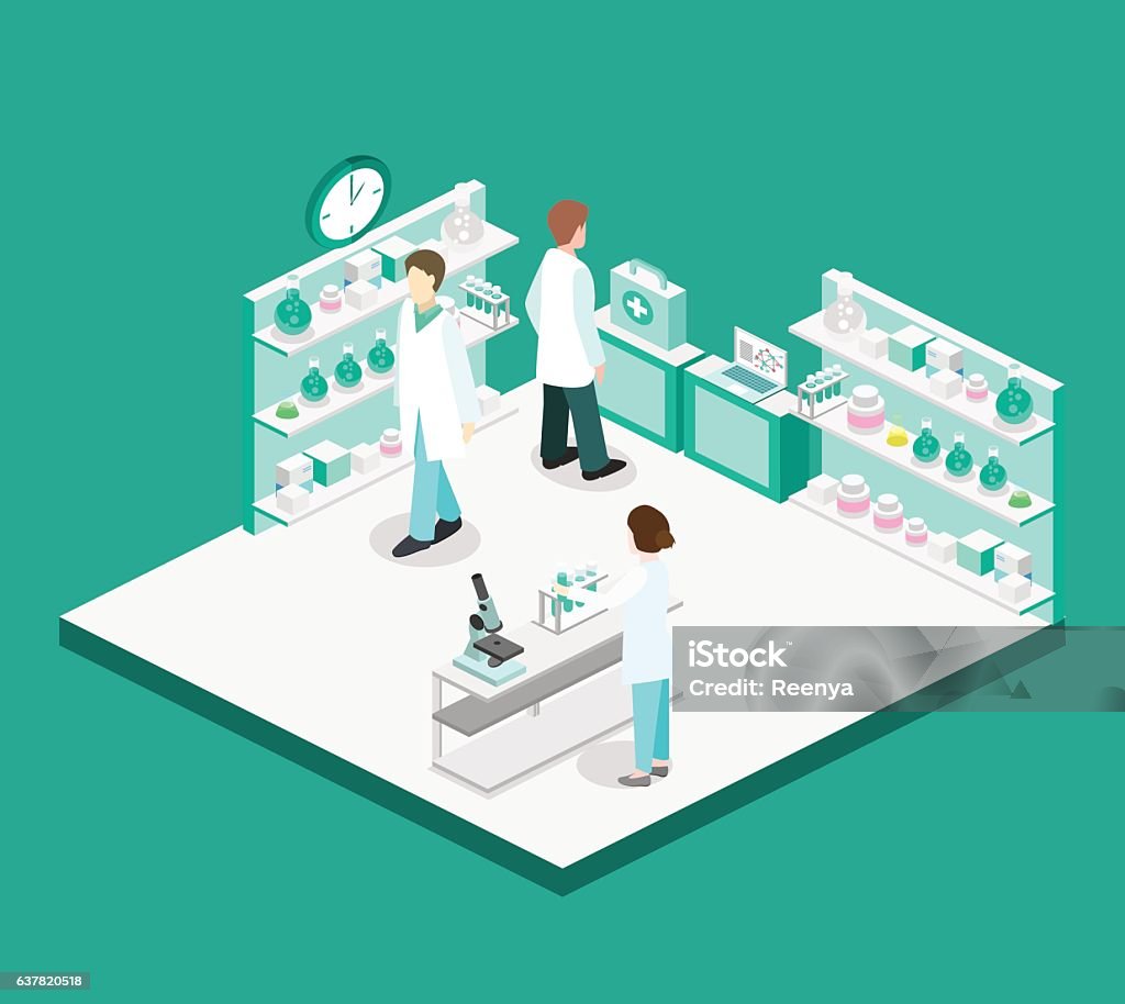 Isometric Flat 3d Concept Vector Interior Of Science Laboratory Stock ...