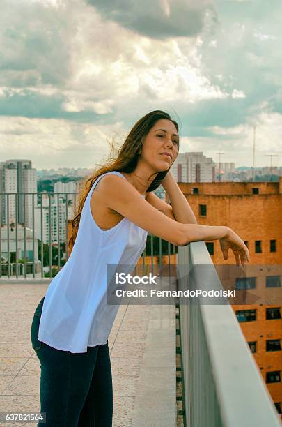 Girl On A Terrace Stock Photo - Download Image Now - Adult, Adults Only, Brazil