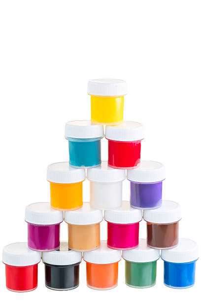 istock set of gouache paint a pyramid on a white background 637823476