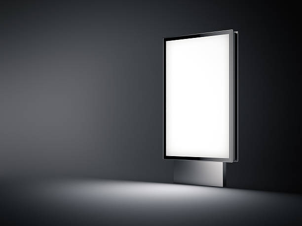 istock Silver billboard with white screen in the dark. 3d rendering 637823586