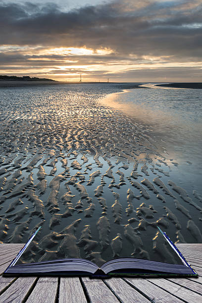 istock Beautiful beach coastal low tide landscape image at sunrise 637824760