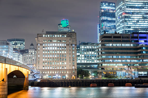 istock Illuminated Corporate Building at Night, London, England 637827884