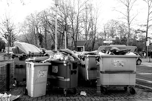 Strasbourg, France - December 19, 2016: Dumpsters being full with garbage before winter holidays